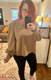 Mocha Checked Knit Top; S-XL