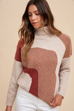 Mocha Combo Turtleneck Sweater; S-XL