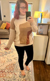 Mocha Combo Turtleneck Sweater; S-XL