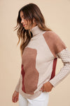 Mocha Combo Turtleneck Sweater; S-XL