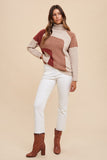 Mocha Combo Turtleneck Sweater; S-XL