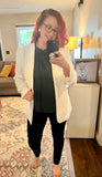 3/4 Sleeve Ruched Sleeve Ivory Blazer; S-XL