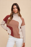 Mocha Combo Turtleneck Sweater; S-XL