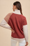 Mocha Combo Turtleneck Sweater; S-XL