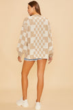 Checkerboard loose fit Cardi; S-XL