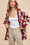 Checkerboard loose fit Cardi; S-XL