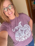 Fall Lace Pumpkin Graphic T; S-2XL