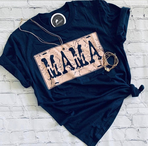 MAMA License Plate Graphic Tee; S-2XL