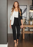 Color Block Half Ruched Sleeve Blazer; S-L